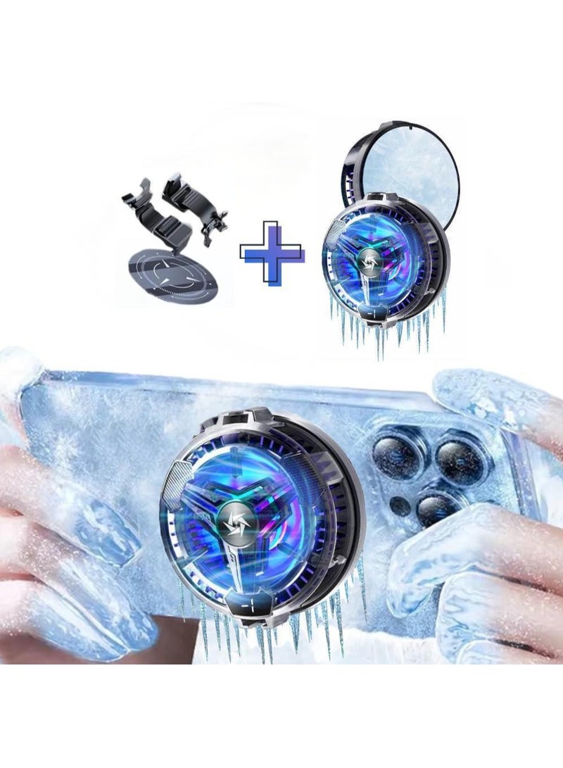 Phone Cooler, Phone Cooling Fan for Gaming, 2 Modes, Adsorption Design, Semiconductor Phone Cooler with RGB Light,Mini Phone Cooler for Mobile Phone Tablet PC - Image 1