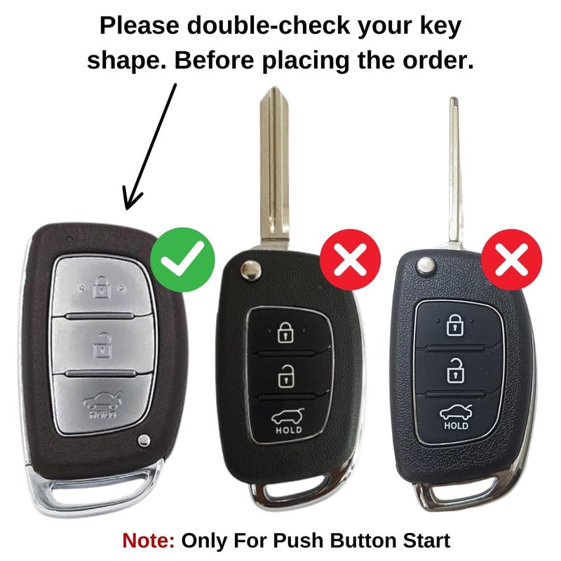 Keycept ™ غطاء مفتاح تريستار لهيونداي جراند i10 نيوس أستا| فينيو| i20| أورا| كريتا| إكستر| i20 إليت| فيرنا 4s| i20 أكتيف| فينيو Sx| إلنترا 3 زر ذكي. - Image 2