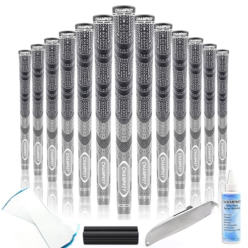 CHAMPKEY Premium Hybrid Golf Grips 13 Pack with All Repair Kits - All Weather Performance Golf Club Grips - High Traction and Control Half Corded Golf Grips for Men(Gray,Oversize) - Image 2