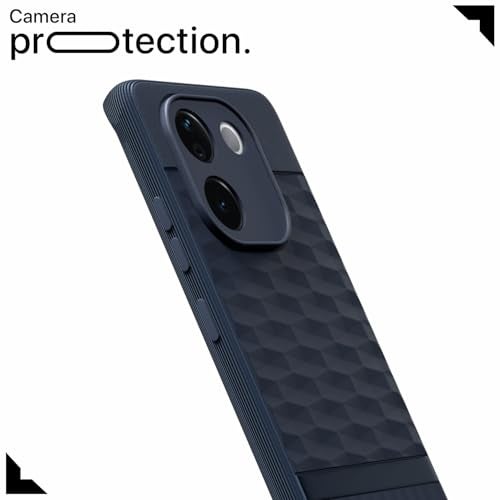 Pikkme غطاء خلفي Pikkme لهاتف Vivo T3 Pro 5G / iQOO Z9s Pro 5G لحماية الكاميرا تصميم 3D هيكسا مكعب سيليكون واقي للحواف (أزرق) - Image 5
