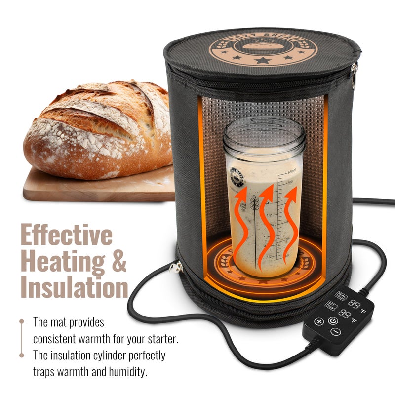 Cozy BreadÂ® Starter Jar Warmer - Round Warming Mat & Insulation Cylinder | Perfect for Fermenting Sourdough Starter | USA Brand - Image 2
