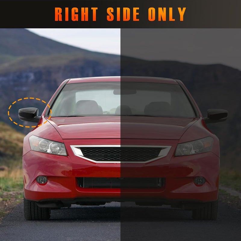 AMSPRAC Passenger Right Side Mirror Cap fit for 2008-2013 Honda Accord,Door Side Exterior Rearview Back Sight Mirror Cover Shell Replacement,Clip-on Slot Type.Right Side,1PCS Diverse requirement fit - Image 4