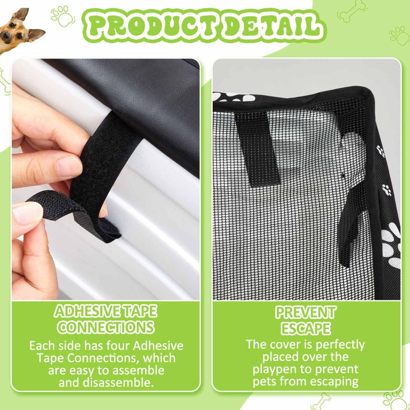 SilTriangle Dog Playpen Mesh Top Lid Fits for 36 Inch 4 Panels Crate Cover Regular Square Plastic Exercise Pet Pen, Breathable Pet Playpen Shade Covers for Dog Crate Pad, Cover Only, Fence Not Included(Black) - Image 4