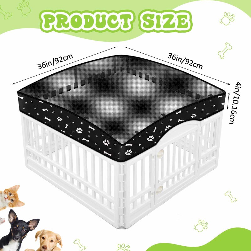 SilTriangle Dog Playpen Mesh Top Lid Fits for 36 Inch 4 Panels Crate Cover Regular Square Plastic Exercise Pet Pen, Breathable Pet Playpen Shade Covers for Dog Crate Pad, Cover Only, Fence Not Included(Black) - Image 2