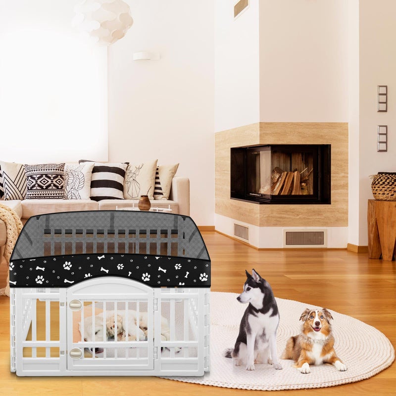 SilTriangle Dog Playpen Mesh Top Lid Fits for 36 Inch 4 Panels Crate Cover Regular Square Plastic Exercise Pet Pen, Breathable Pet Playpen Shade Covers for Dog Crate Pad, Cover Only, Fence Not Included(Black) - Image 3