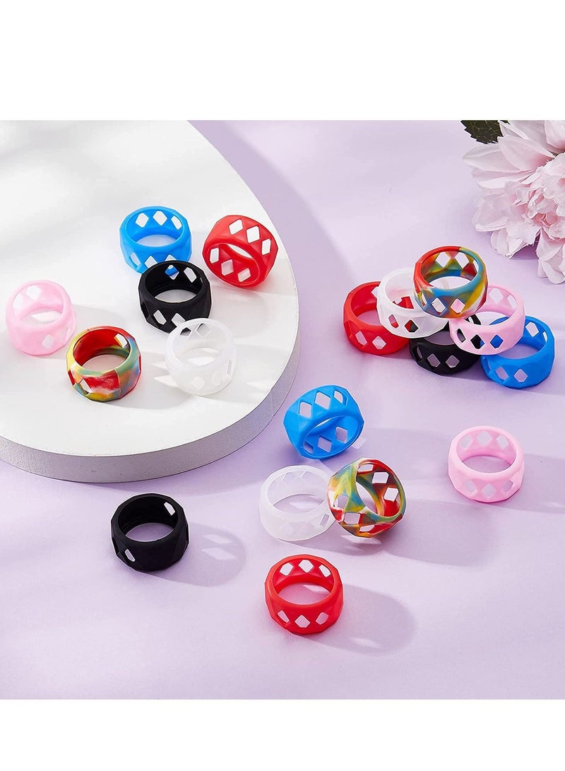 Y&D Silicone Anti Slip 6 Pieces Ring Non-Skid Band Soft Protection Sleeve 25 x 17 mm Bulb Glass Multiple Color - Image 2