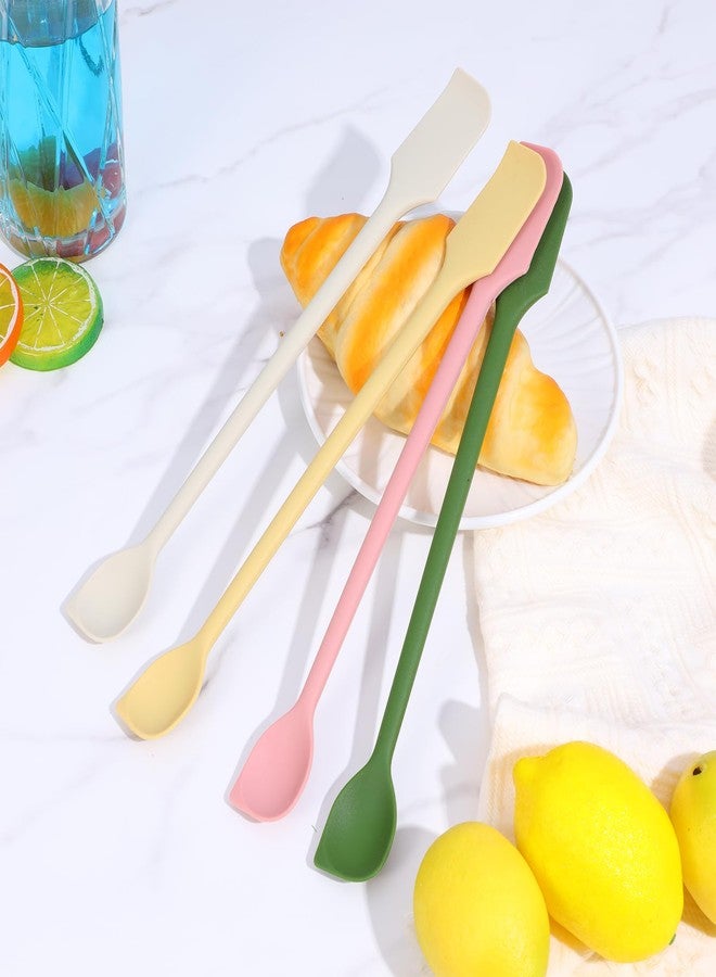 Yolev 4 Pcs Silicon Spatula Dual-End Baking Spatula, Stirring Spoon for Scooping and Mixing Thin Mini Spatulas for Kitchen Use - Image 3