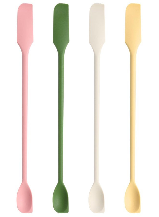 Yolev 4 Pcs Silicon Spatula Dual-End Baking Spatula, Stirring Spoon for Scooping and Mixing Thin Mini Spatulas for Kitchen Use - Image 1