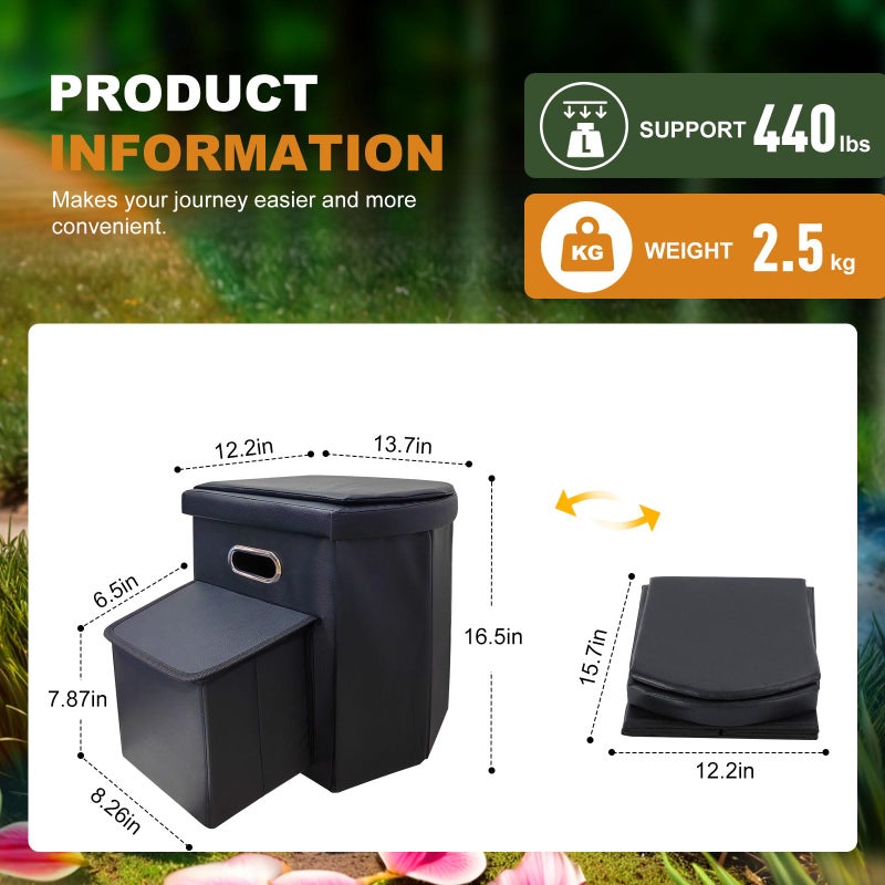 Ann Katy Upgrade XL Portable Toilet for Adults, Extra Large Portable Travel Floding Toilet, Camping Tall Toilets with Lid for Adults and Kids Compact Potty for Car,Hiking,Beach and Camping - Image 2
