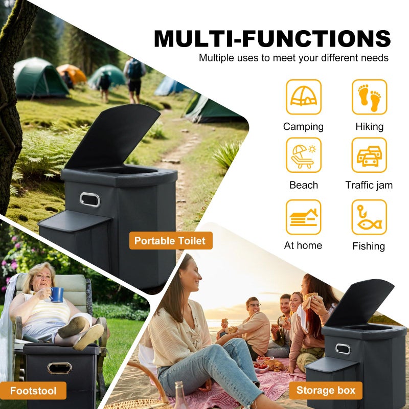 Ann Katy Upgrade XL Portable Toilet for Adults, Extra Large Portable Travel Floding Toilet, Camping Tall Toilets with Lid for Adults and Kids Compact Potty for Car,Hiking,Beach and Camping - Image 5