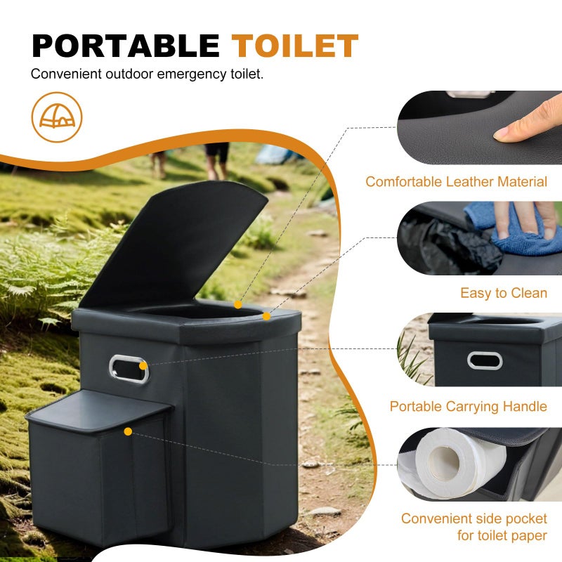 Ann Katy Upgrade XL Portable Toilet for Adults, Extra Large Portable Travel Floding Toilet, Camping Tall Toilets with Lid for Adults and Kids Compact Potty for Car,Hiking,Beach and Camping - Image 3