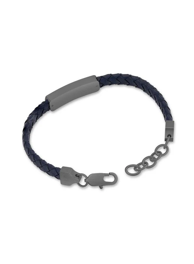 دوكاتي سوار جلد مضفر رجالي من الستانلس ستيل بلون أزرق معدني  مم