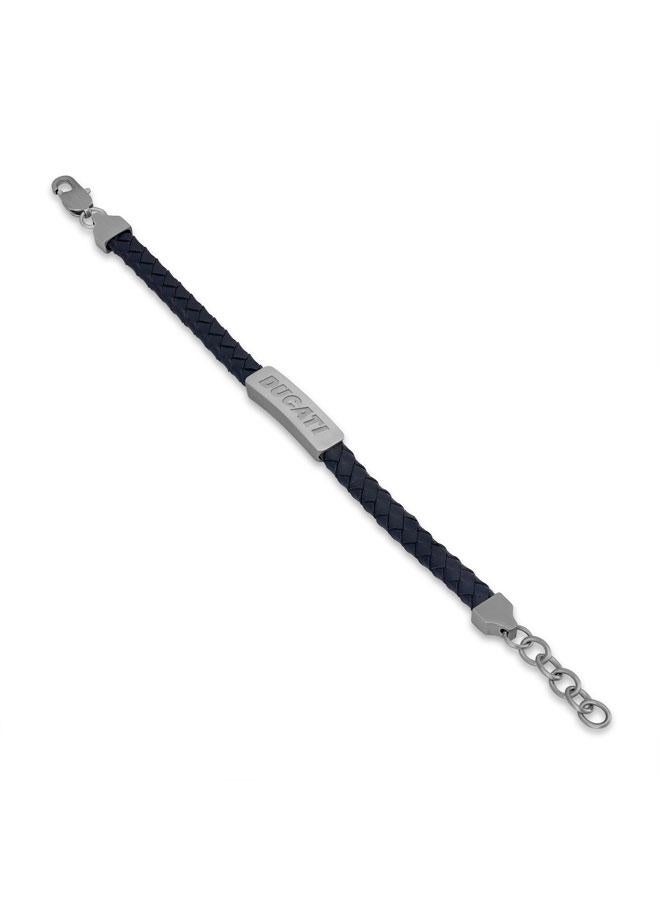 دوكاتي سوار جلد مضفر رجالي من الستانلس ستيل بلون أزرق معدني  مم - Image 3