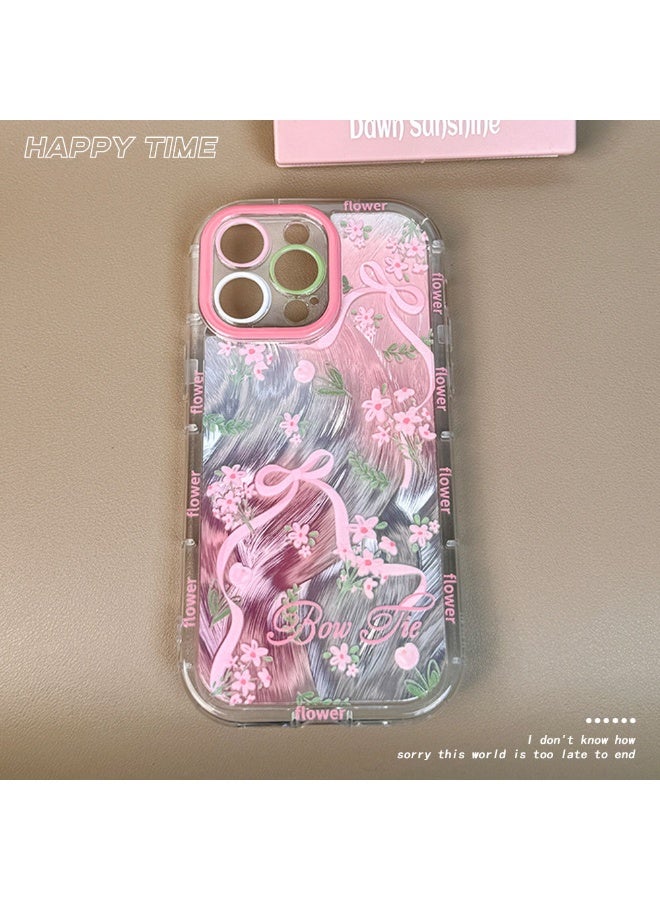 NIBEMINENT Bows And Floral Prints Protective TPU Case Cover For iPhone 14 Pro - Image 3