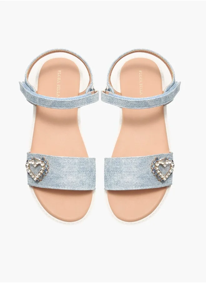 فلورا بيلا من شو إكسبرس Girls Heart Accent Sandals With Hook And Loop Closure