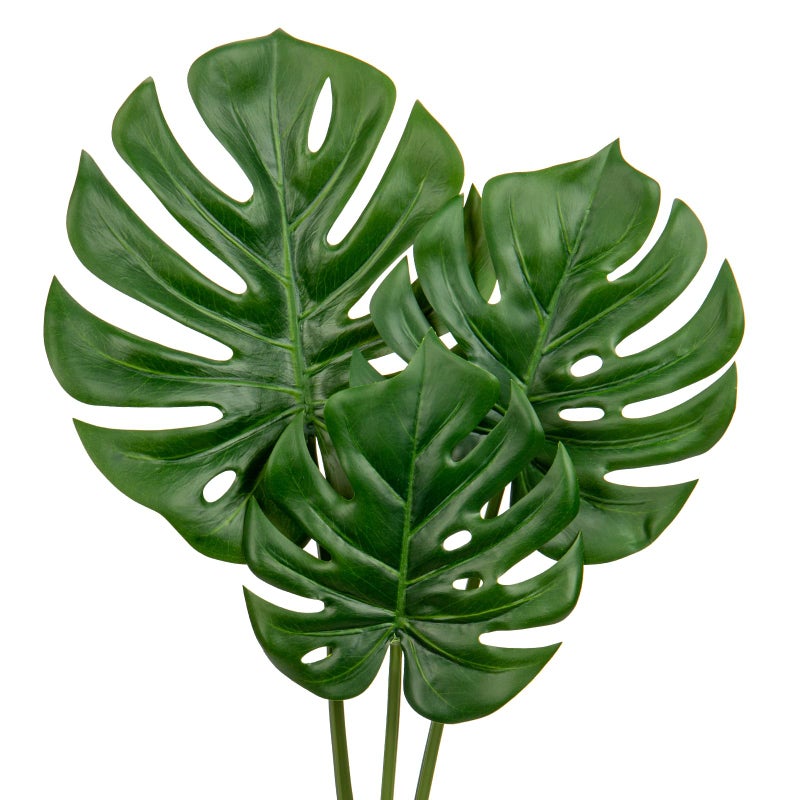 DILATATA 3 Pack Artificial Monstera Leaves with Long Stem for Vase Fake Tropical Plants Palm Leaves Realistic Philo Turtle Leaves for Home Wedding Party Decor - Image 2