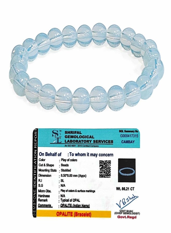 CRIKI Opalite Bracelet for Women and Men Original Certified - White Opal Stone Bracelet for Protection, Calmness, Sleep, Confidence & Emotional Healing - 8MM Beads - Image 1