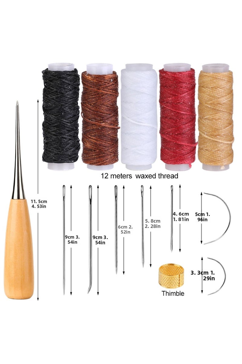 erorex IMZAY Leather Sewing Set With 5 Pcs Waxed Thread Stainless Steel Leather Sewing Needles DIY Leath... - Image 2