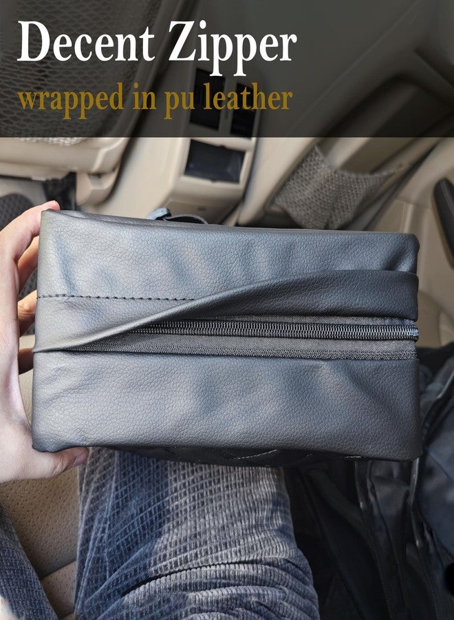 JFOMOYGI Car Tissue Holder for 120 Standard Tissue,Leather PU Tissues Box Cover for Car Backseat,Extra Large Rectangle Napkin Holder Soft Rectangular,Fits for Kleenex tissues,for Storage& Organization (Black) - Image 3