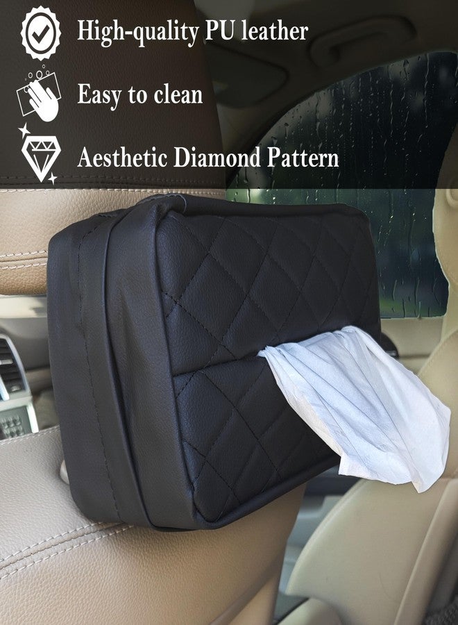 JFOMOYGI Car Tissue Holder for 120 Standard Tissue,Leather PU Tissues Box Cover for Car Backseat,Extra Large Rectangle Napkin Holder Soft Rectangular,Fits for Kleenex tissues,for Storage& Organization (Black) - Image 5