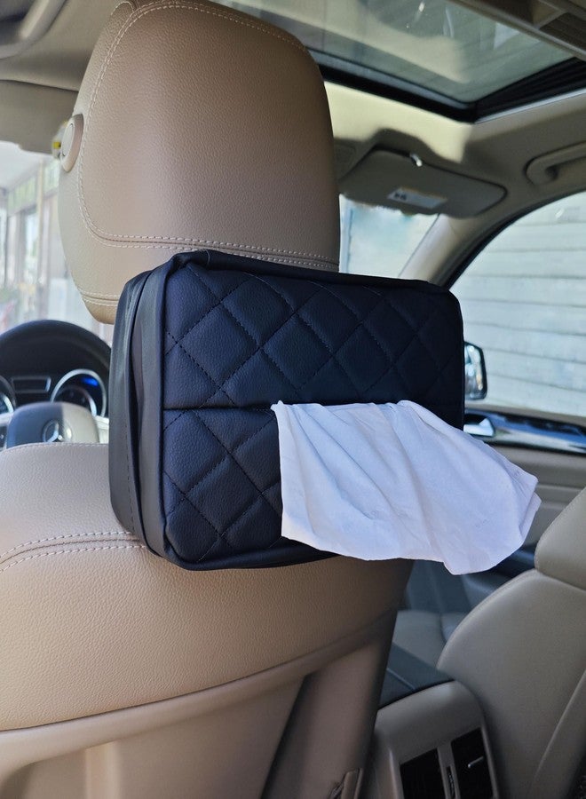 JFOMOYGI Car Tissue Holder for 120 Standard Tissue,Leather PU Tissues Box Cover for Car Backseat,Extra Large Rectangle Napkin Holder Soft Rectangular,Fits for Kleenex tissues,for Storage& Organization (Black) - Image 1