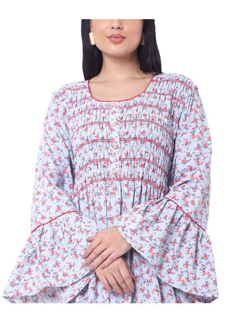 HANA & SARA SMOKING DESIGN CASUAL LONG VISCOSE STYLISH PRINTED ARABIC KAFTAN JALABIYA DRESS  - Image 3