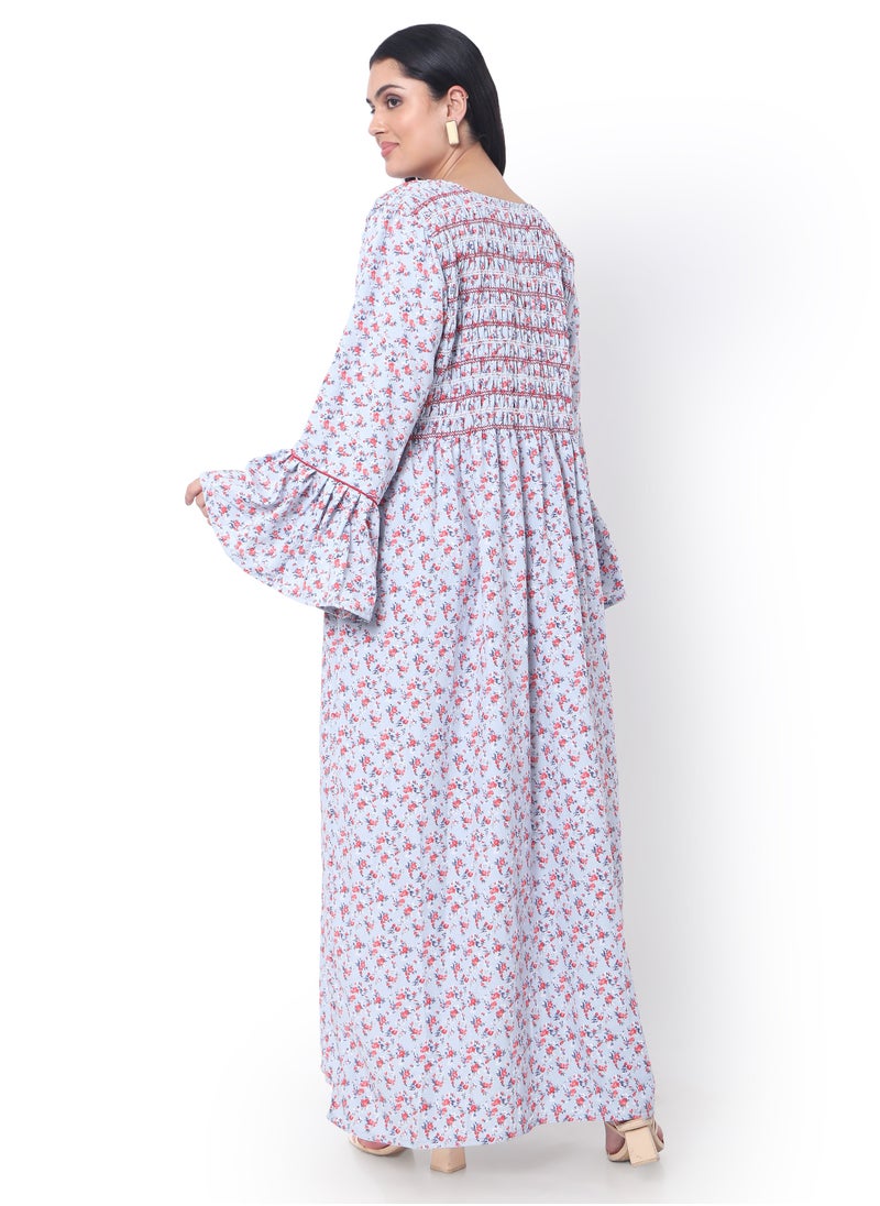 HANA & SARA SMOKING DESIGN CASUAL LONG VISCOSE STYLISH PRINTED ARABIC KAFTAN JALABIYA DRESS  - Image 2