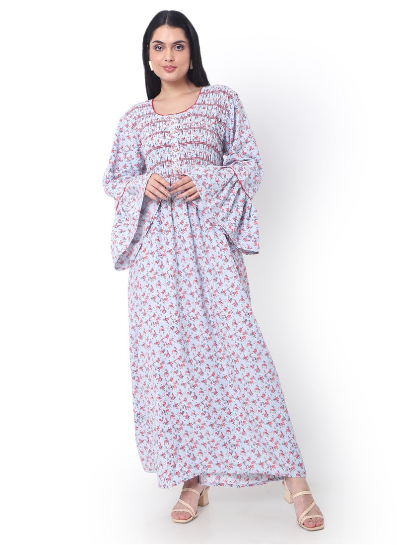 HANA & SARA SMOKING DESIGN CASUAL LONG VISCOSE STYLISH PRINTED ARABIC KAFTAN JALABIYA DRESS  - Image 4