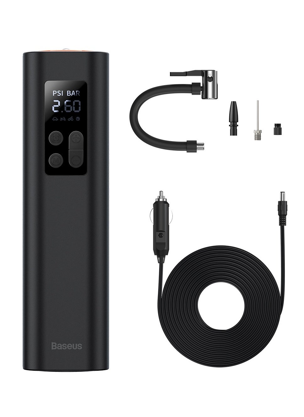 BASEUS Super Mini Inflator Pump Air Compressor Portable Hand-Held Auto Tire Pump with LED Light and 3M Cable Off-Road Accessories for Bicycle Cars Motor Bike Tires and More