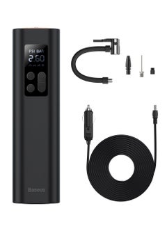 بيسوس منفاخ هواء صغير، ضاغط هواء، مضخة إطارات محمولة يدوية للسيارات مع ضوء LED وكابل 3M، مضخة هواء كهربائية عالية الضغط للسيارات، الدراجات، الدراجات النارية، سيارات الدفع الرباعي، المركبات الترفيهية، الكرات الرياضية والمزيد – مدمجة، تضخيم سريع، سهلة الاستخدام، ملحقات للطرق الوعرة لحالات الطوارئ وصيانة الإطارات  - Image 1