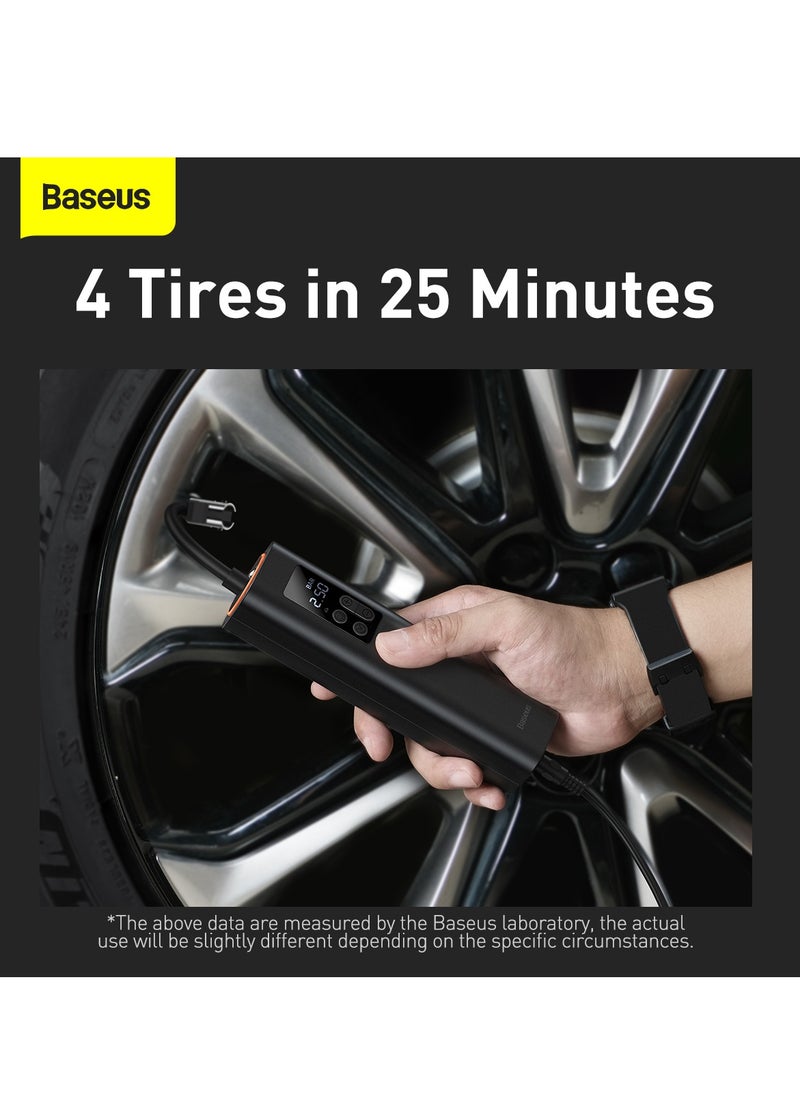 Baseus - Mini Air Inflator, Air Compressor, Portable Handheld Tire Pump for Cars with LED Light and 3M Cable, High Pressure Electric Air Pump for Cars, Bikes, Motorcycles, SUVs, RVs, Sports Balls and More - Compact, Fast Inflation, Easy to Use, Off-Road Accessories for Emergency and Tire Maintenance - Image 1