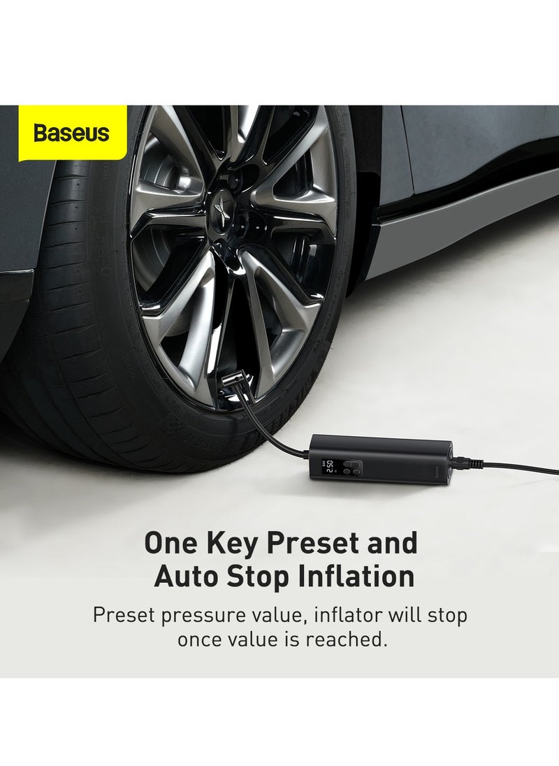 Baseus - Mini Air Inflator, Air Compressor, Portable Handheld Tire Pump for Cars with LED Light and 3M Cable, High Pressure Electric Air Pump for Cars, Bikes, Motorcycles, SUVs, RVs, Sports Balls and More - Compact, Fast Inflation, Easy to Use, Off-Road Accessories for Emergency and Tire Maintenance - Image 1