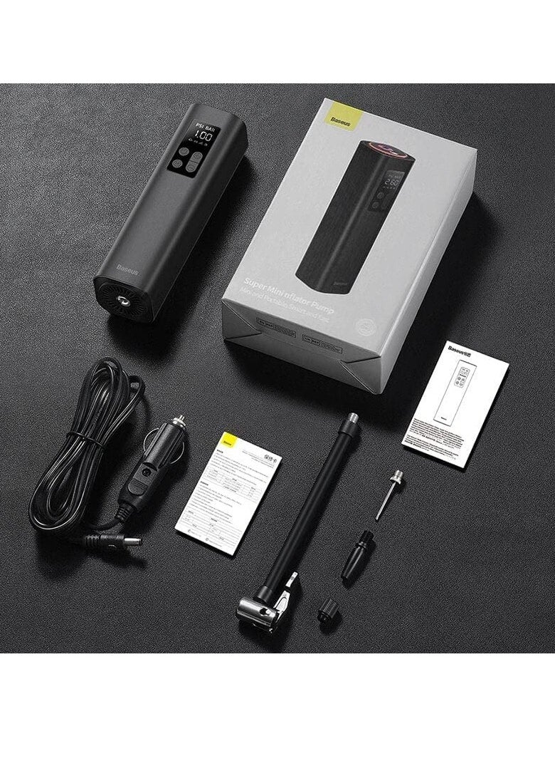 Baseus - Mini Air Inflator, Air Compressor, Portable Handheld Tire Pump for Cars with LED Light and 3M Cable, High Pressure Electric Air Pump for Cars, Bikes, Motorcycles, SUVs, RVs, Sports Balls and More - Compact, Fast Inflation, Easy to Use, Off-Road Accessories for Emergency and Tire Maintenance - Image 1