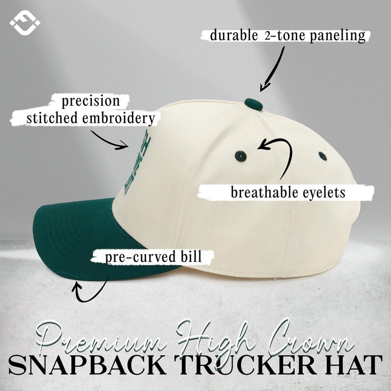 Funky Junque Green Vintage Snapback Trucker Cap, Embroidered Adjustable St Patrick's Day Irish Hat for Men and Women - Irish Goodbye Expert - Green/Beige - Image 3