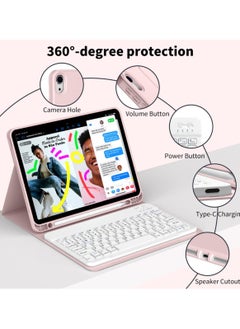 Best Choice Products Keyboard Case for iPad Air 11-inch (M2) 2024/iPad Air 5th Gen 2022/ 4th Gen 2020 10.9 Inch, Detachable Wireless Bluetooth Keyboard, Slim Keyboard Cover with Pencil Holder - Pink  - Image 2