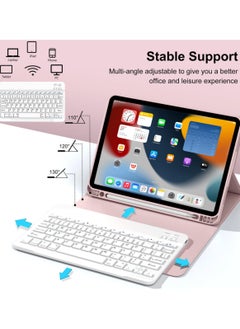 Best Choice Products Keyboard Case for iPad Air 11-inch (M2) 2024/iPad Air 5th Gen 2022/ 4th Gen 2020 10.9 Inch, Detachable Wireless Bluetooth Keyboard, Slim Keyboard Cover with Pencil Holder - Pink  - Image 3