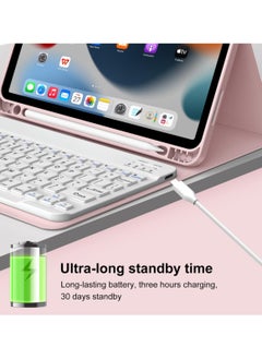 Best Choice Products Keyboard Case for iPad Air 11-inch (M2) 2024/iPad Air 5th Gen 2022/ 4th Gen 2020 10.9 Inch, Detachable Wireless Bluetooth Keyboard, Slim Keyboard Cover with Pencil Holder - Pink  - Image 4