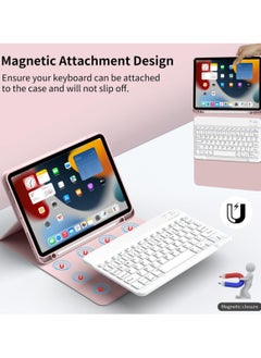 Best Choice Products Keyboard Case for iPad Air 11-inch (M2) 2024/iPad Air 5th Gen 2022/ 4th Gen 2020 10.9 Inch, Detachable Wireless Bluetooth Keyboard, Slim Keyboard Cover with Pencil Holder - Pink  - Image 5