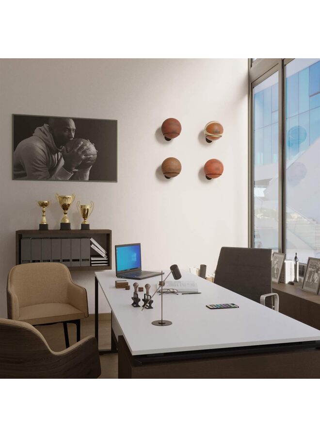 مجموعة من 4 رفوف تخزين الكرات المثبتة على الحائط، كرة القدم، الكرة الطائرة وكرة السلة، معدنية - Image 3