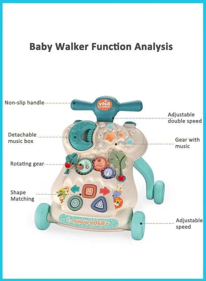 WangPangZi Baby Learning Walker,Baby Push Walker,Stand Baby Walker, Baby Learning Walker with Wheels,Adjustable Speed, Removable Musical Play Panel, Early Education Activity Center – Ideal Gift for Toddlers,10-18 Months Baby Boys Girls(Green) - Image 5