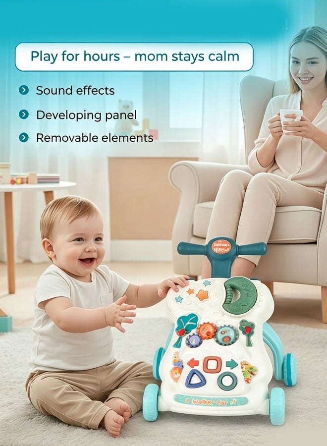 WangPangZi Baby Learning Walker,Baby Push Walker,Stand Baby Walker, Baby Learning Walker with Wheels,Adjustable Speed, Removable Musical Play Panel, Early Education Activity Center – Ideal Gift for Toddlers,10-18 Months Baby Boys Girls(Green) - Image 1