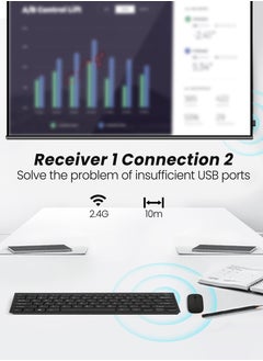Necomi Arabic/English Wireless Keyboard and Mouse Combo, 2.4G USB Quiet Cordless Mouse Keyboard Set Ergonomic Full Size  - Image 4