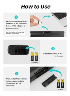 Necomi Arabic/English Wireless Keyboard and Mouse Combo, 2.4G USB Quiet Cordless Mouse Keyboard Set Ergonomic Full Size  - Image 3