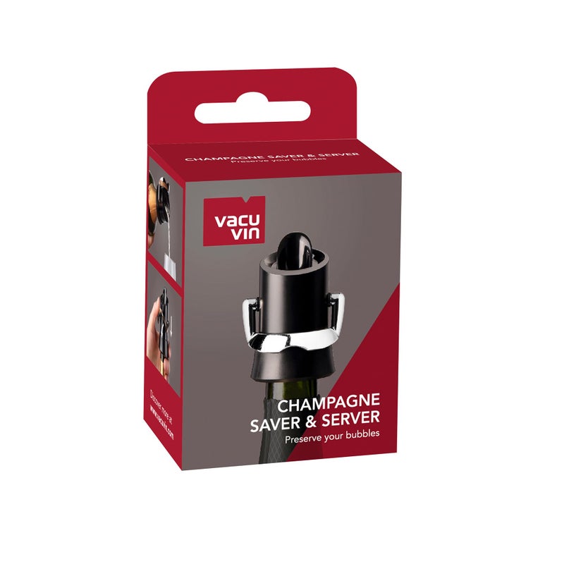 Vacu Vin Vacu Vin Champagne Stopper & Server - Black - 2-in-1 Stopper and Pourer - Preserve Bubbles for Up to a Week with Airtight Seal - Premium Champagne Bottle Stopper & Non-Drip Pouring - Image 5