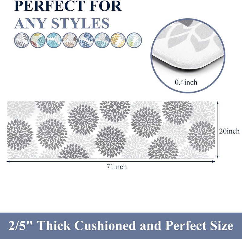 HEBE Kitchen Mat 20"x71" Anti Fatigue Floor Mat Runner Non Slip Kitchen Mats for Floor Waterproof Kitchen Rugs and Mats Ergonomic Cushioned Comfort Mat for Office,Sink,Laundry,Desk - Image 2