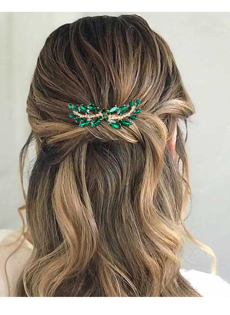 BETITETO BETITETO Bridal Hair Comb Emerald Green Crystal Wedding Hair Piece Pin Accessories for Women Girls Party (Green)  - Image 3
