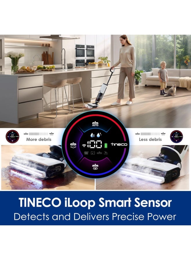 Tineco مكنسة كهربائية بخارية لاسلكية Tineco Floor ONE S7 للتنظيف الجاف والرطب، ممسحة بخارية لتنظيف الأرضيات الصلبة وإزالة الأوساخ اللزجة، مزودة بشاشة رقمية، وتقنية iLoop الحاصلة على براءة اختراع، وتقنية التنظيف الذاتي للفرشاة الرئيسية. - Image 5