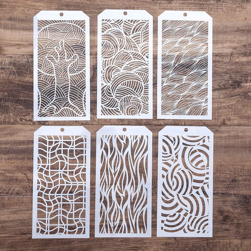 SLGIFT DIY Decorative Stencil Template for Scrapbooking Paiting on Wall Furniture Crafts,Set of 6 (Vertigo Wave) - Image 1