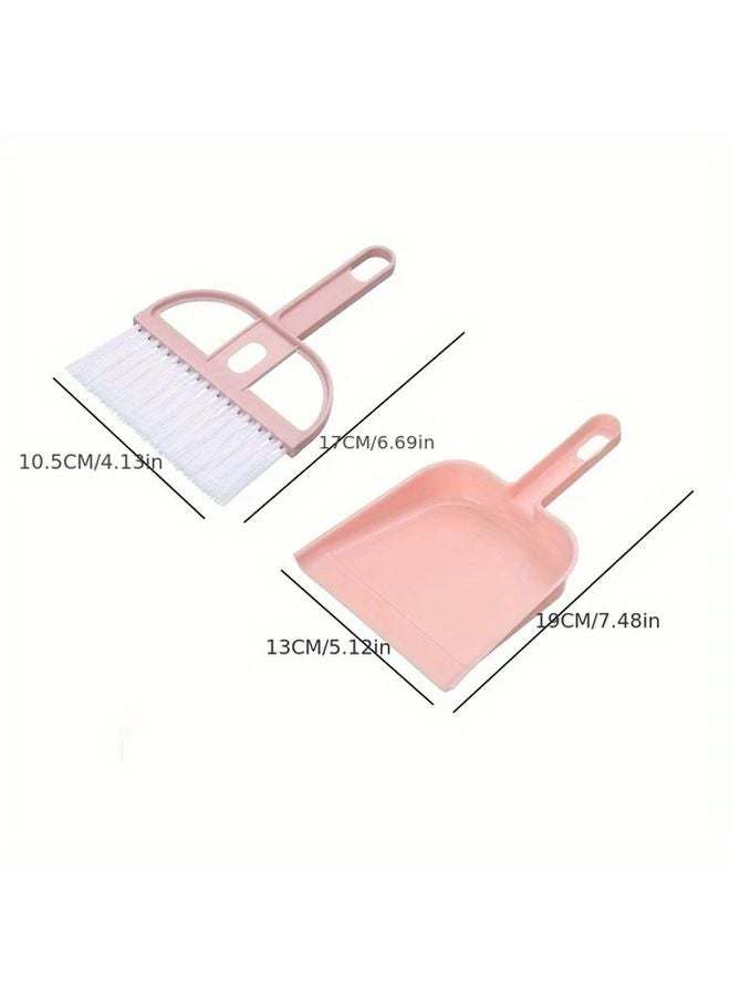 Nordic Pink Compact Pet Cleaning Kit Mini Dustpan Broom Set For Hamsters Desktop Keyboard - Image 5