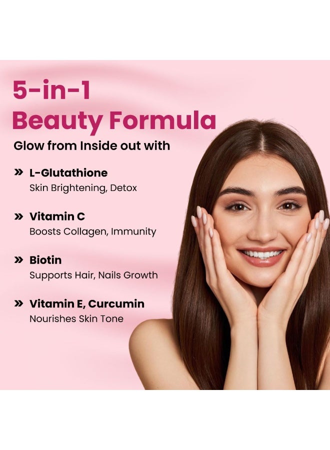ZEROHARM Skin Radiance Supplement | L-Glutathione, Acerola Cherry Extract (Vitamin C), Biotin & E for Skin Whitening | Skin Glow, Reduce Dark Spots, Brighten & Hydrate Skin | Men & Women | 60 Tablets - Image 4